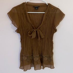 90s brown crinkle top